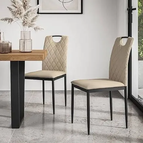 BOXED SET OF 2 MONZA FAUX LEATHER DINING CHAIRS - BEIGE (1 BOX)