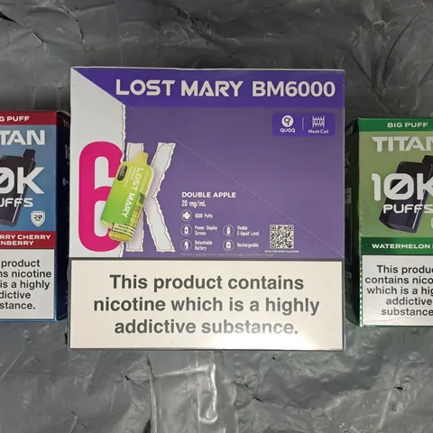 APPROXIMATELY 18 ASSORTED E-CIGARETTE AND VAPE ITEMS TO INCLUDE LOST MARY, TITAN, ETC