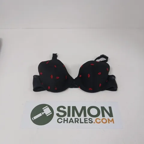 BODYFLIRT BLACK BRA WITH RED LIP PRINT β WOMEN'S UNDERWEAR 40C
