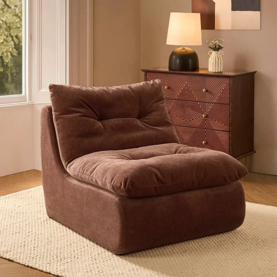 BOXED DUSK IMMY RELAXED ACCENT CHAIR - CHENILLE DARK RUST (1 BOX)