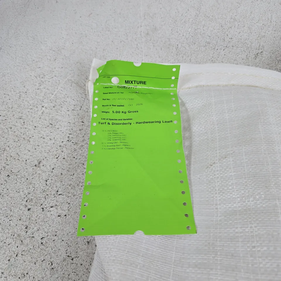 5KG MIXTURE TURF AND DISORDERLY HARDWEARING LAWN SEED MIXTURE