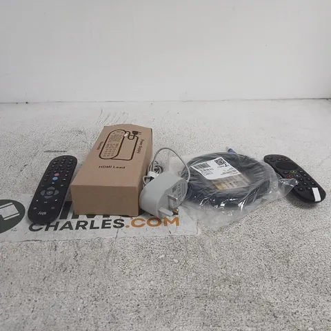 TOTE OF APPROXIMATELY 15 ASSORTED ITEMS TO INCLUDE SKY REMOTE CONTROL, SKY POWER SUPPLY ETC