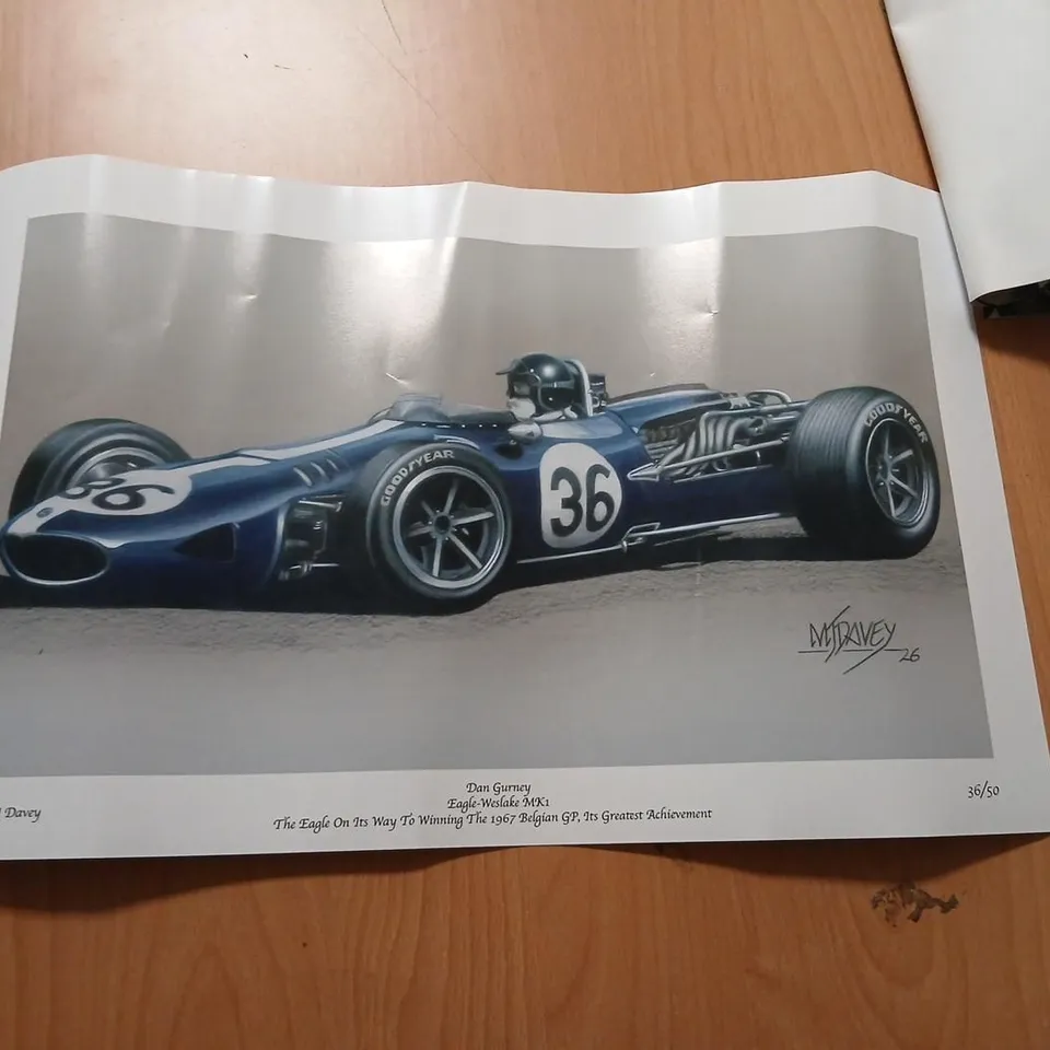 DAN GURNEY EAGLE-WESLAKE MK1 – LIMITED EDITION PRINT 36/50 BY MARK J DAVEY