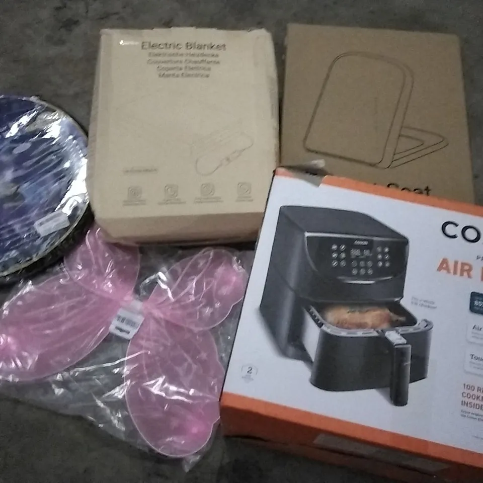 PALLET OF ASSORTED PRODUCTS TO INCLUDE; TOILET SEATS, COSORI AIR FRYER, ELECTRIC BLANKET AND BED TENT