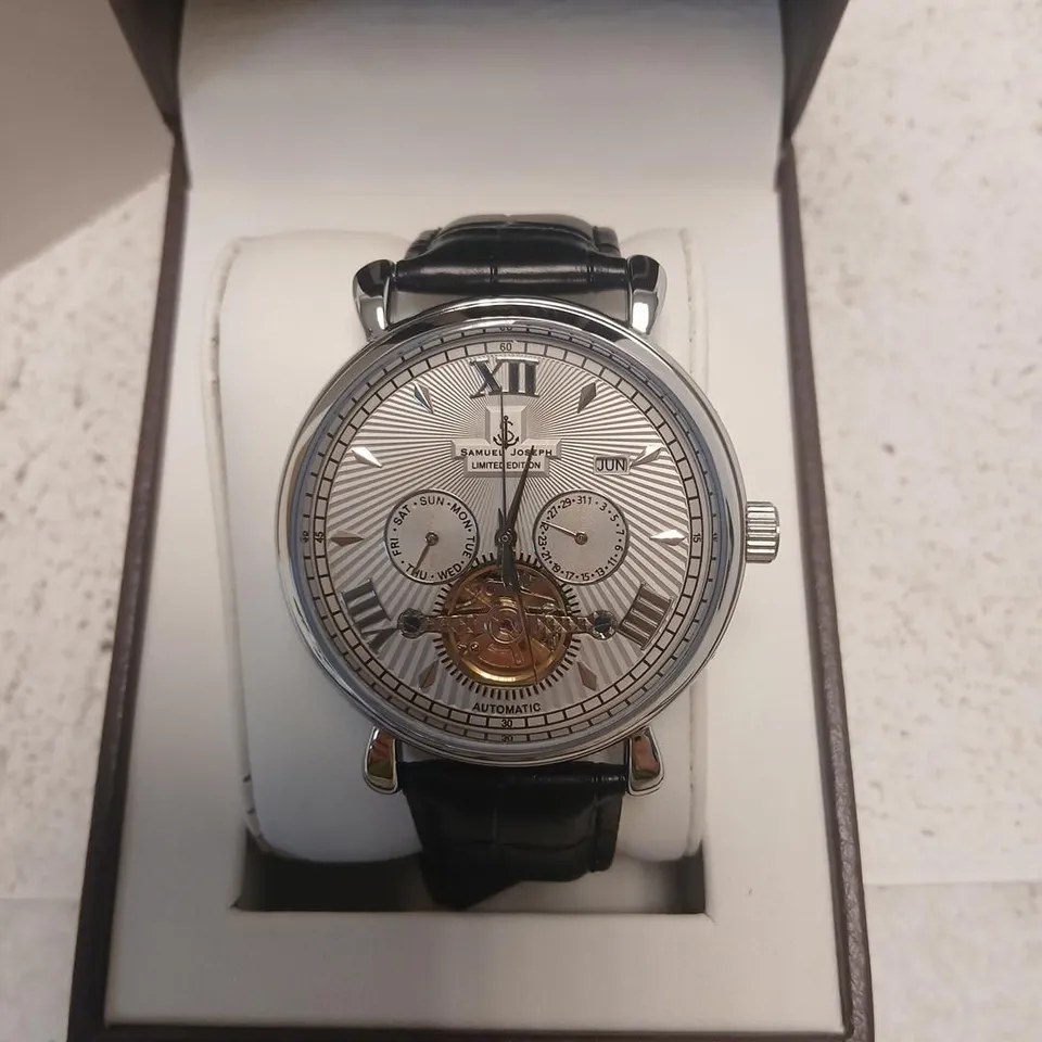 SAMUEL JOSEPH AUTOMATIC LIMITED EDITION SILVER GRAY WATCH – BOXED