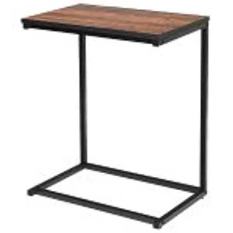 BOXED COSTWAY C SHAPED SIDE TABLE - RUSTIC BROWN