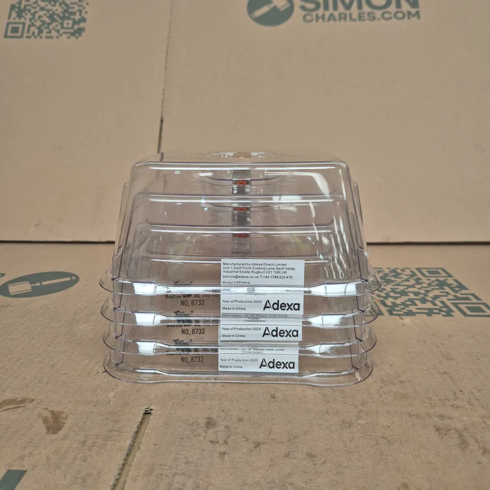 ADEXA TRANSPARENT SQUARE FOOD COVERS – SET OF 4 (10IN X 14IN) 
