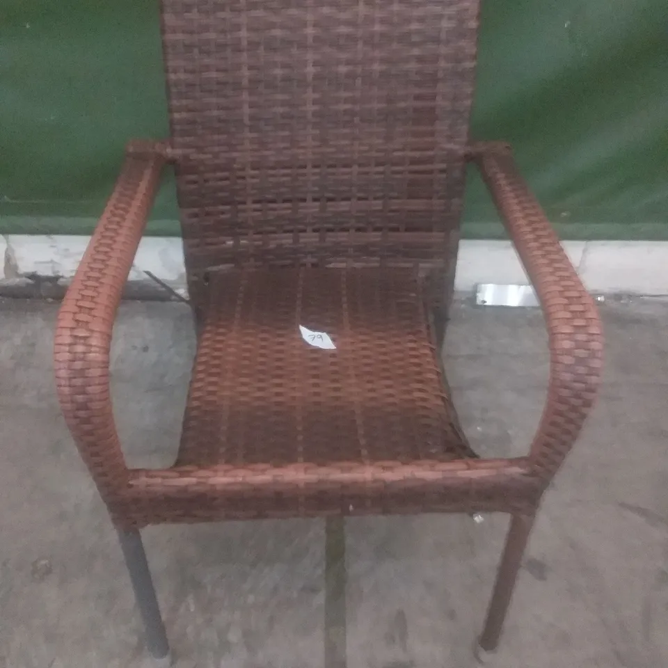 RATTAN EFFECT GARDEN CHAIR BROWN 