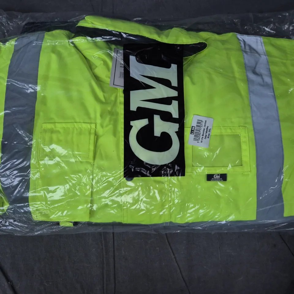 GM WORK GEAR HI-VIS BOMBER JACKET IN YELLOW/NAVY SIZE XXL
