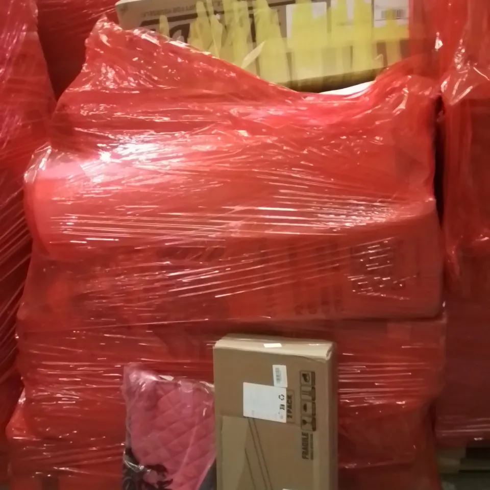 PALLET OF ASSORTED HOUSEHOLD GOODS AND PRODUCTS TO INCLUDE;FLOATING SHELVES,SADDLE PAD,MATTRESS