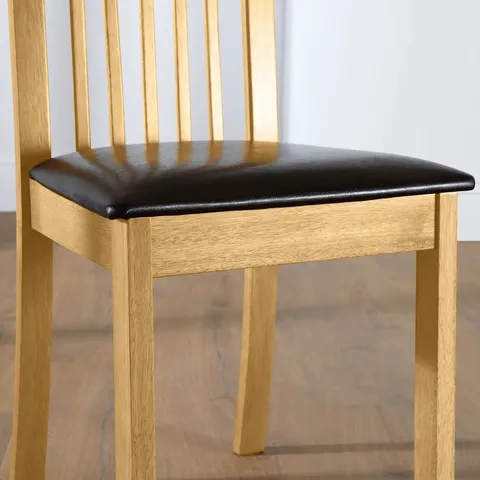 BOXED OXFORD OAK DINING CHAIR, BROWN PU SEAT PAD (1 BOX)