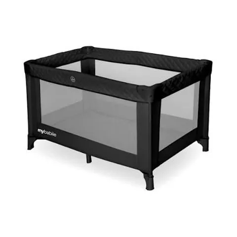 BOXED MYBABIIE BLACK QUILTED TRAVEL COT - COLLECTION ONLY