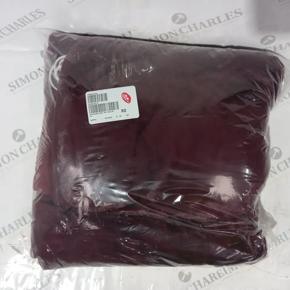 BOXED COZEE HOME VELVETSOFT HEATED THROW IN SHIRAZ WINE