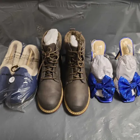 BOX OF APPROXIMATELY 15 PAIRS OF ASSORTED SHOES IN VARIOUS COLOUR, STYLES AND SIZES