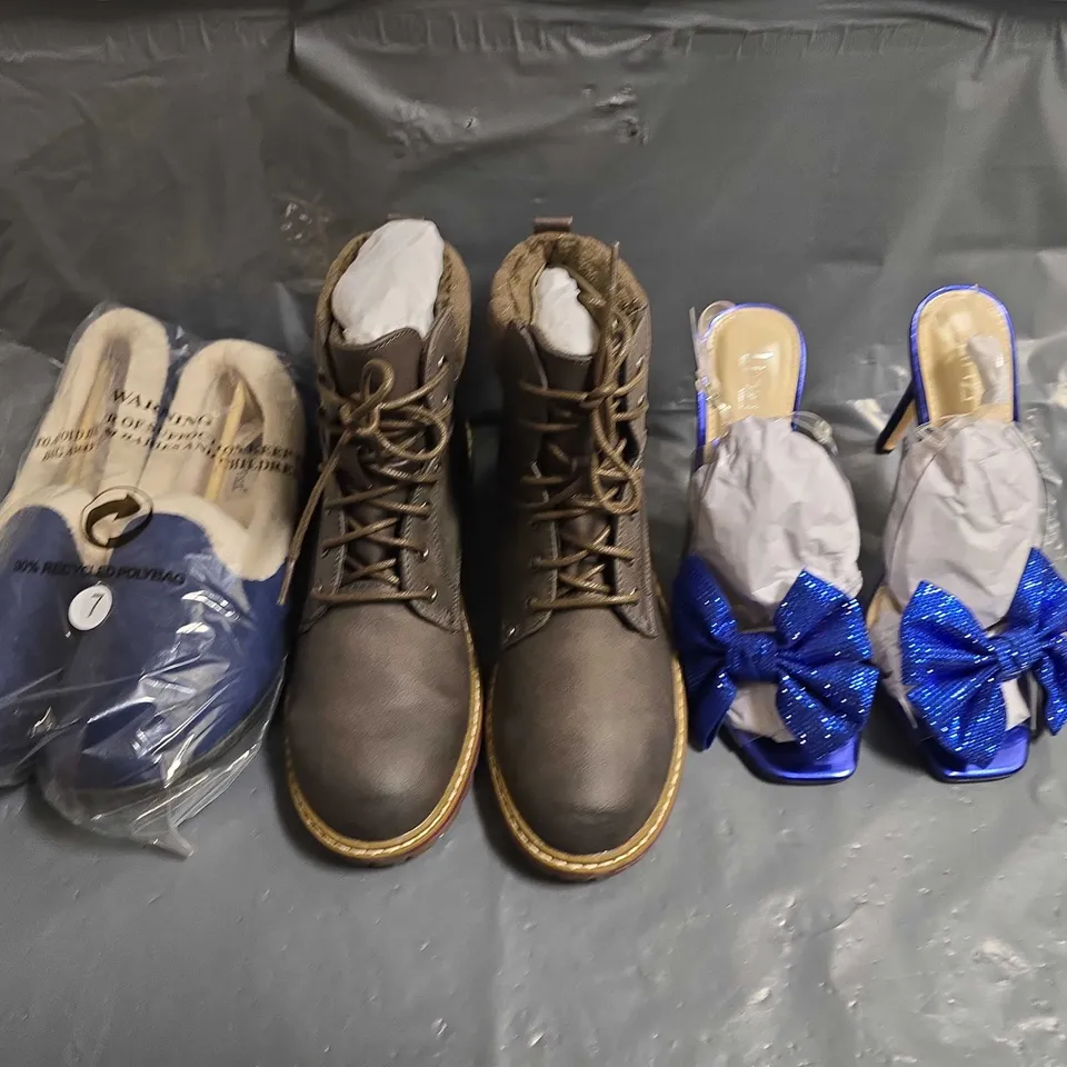 BOX OF APPROXIMATELY 15 PAIRS OF ASSORTED SHOES IN VARIOUS COLOUR, STYLES AND SIZES
