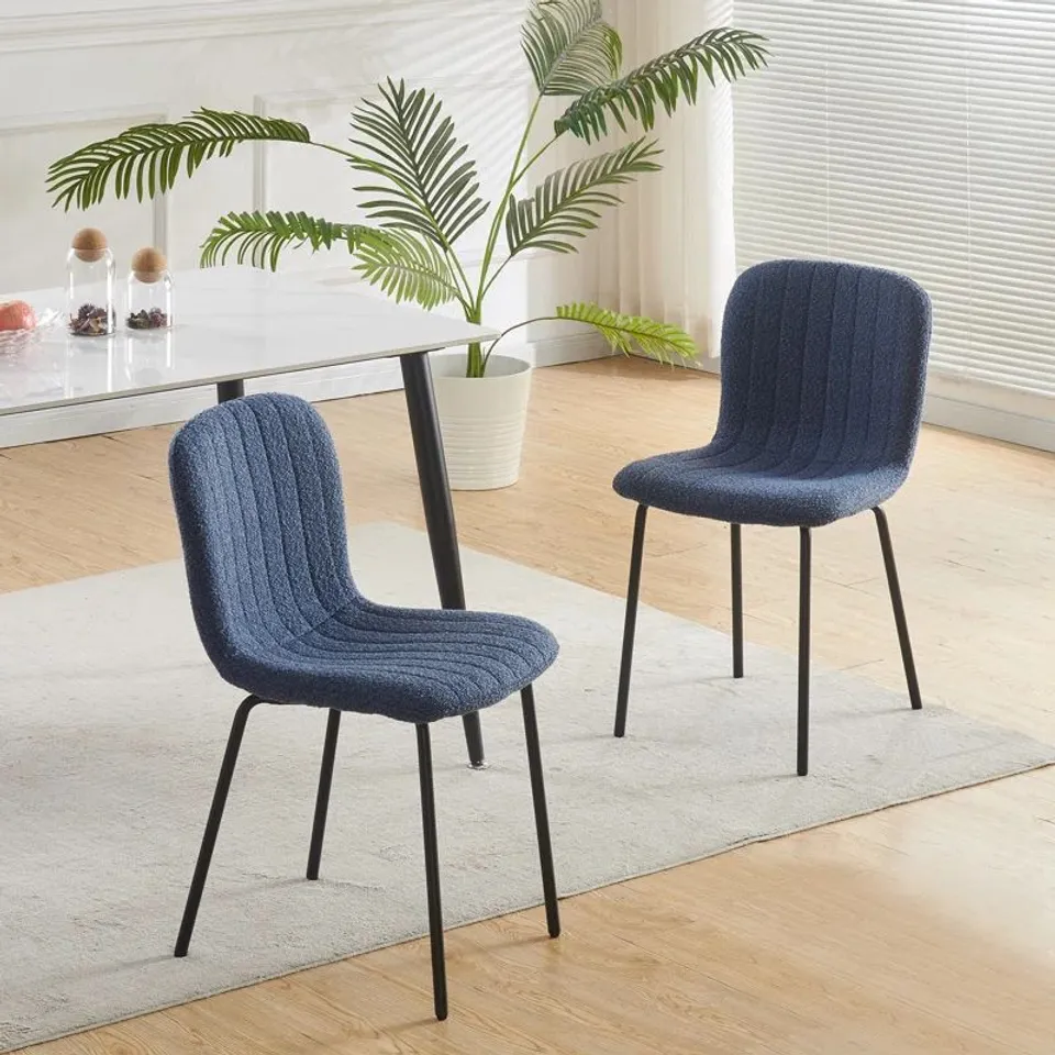 BOXED LINEN FABRIC DINING CHAIRS PLUSH PADDED UPHOLSTERED (1 BOX)