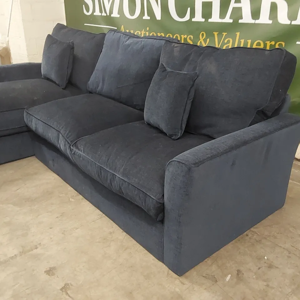 QUALITY DESIGNER THE BISHOPSTROW CHAISE STORAGE SOFA - BLUE FABRIC RIBBON 