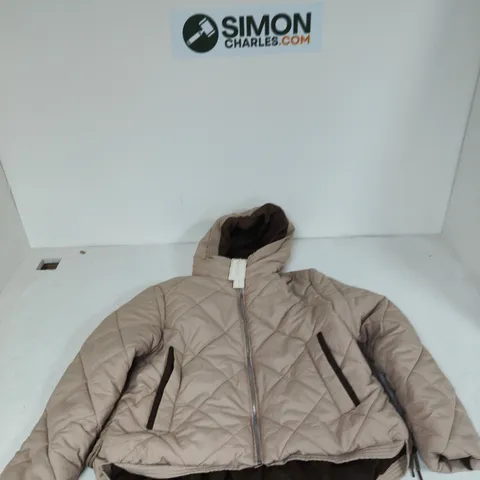 CHARLOTTE WEST WOMEN'S QUILTED PUFFER JACKET - BEIGE, UK SIZE 16
