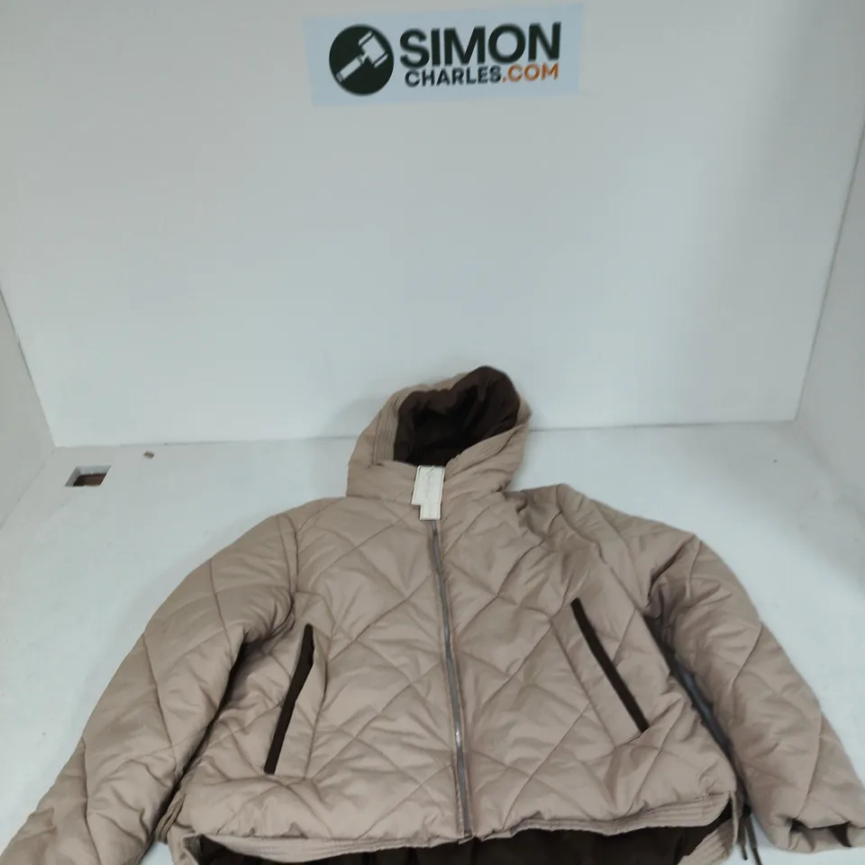 CHARLOTTE WEST WOMEN'S QUILTED PUFFER JACKET - BEIGE, UK SIZE 16