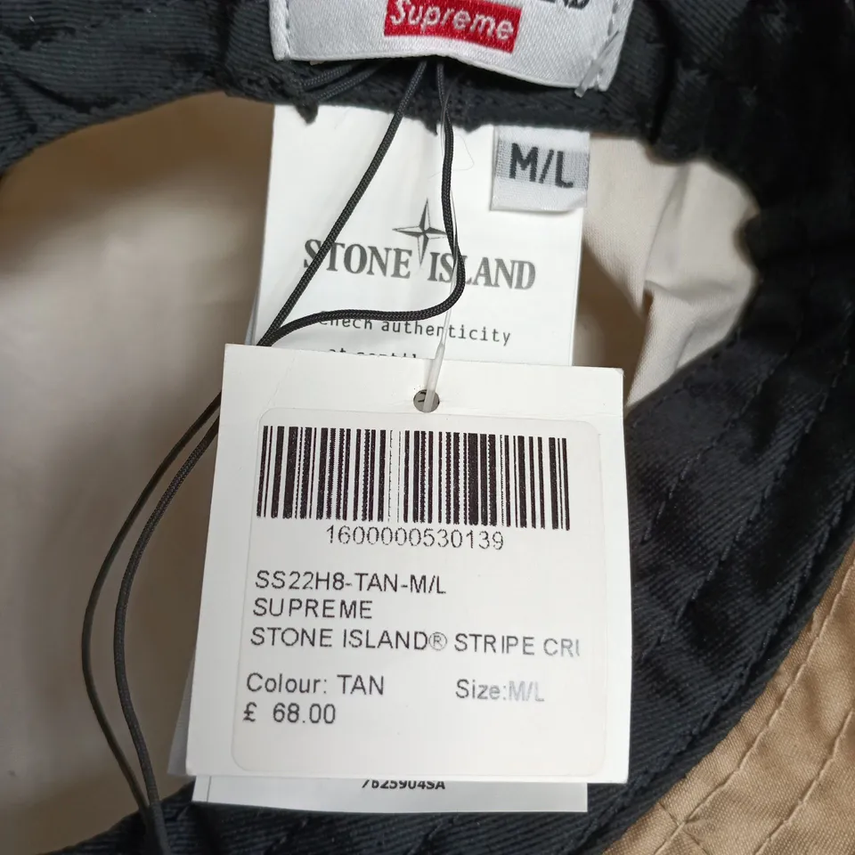 STONE ISLAND X SUPREME TAN BUCKET HAT – SIZE M/L