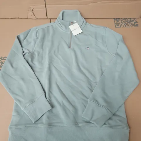GANT REG SHIELD HALF ZIP SWEAT IN CERAMIC GREY - MEDIUM