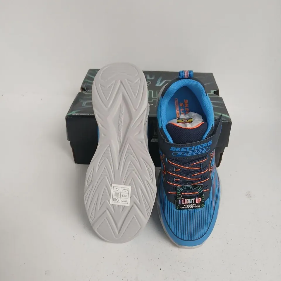 SKECHERS S-LIGHTS VORTEX 2.0 VELTROX KIDS' TRAINERS – BLUE/NAVY, UK 1 (EU 33.5)