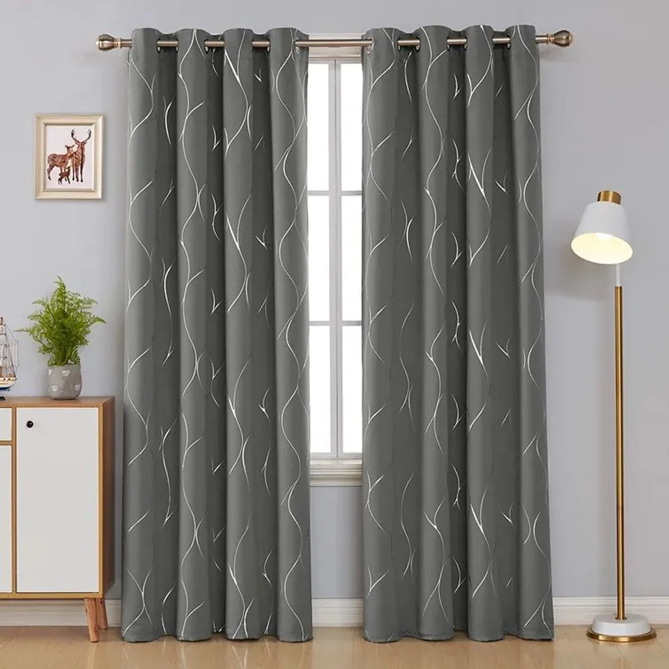 SELIGMAN WAVE FOIL PRINTED ROOM DARKENING THERMAL CURTAINS