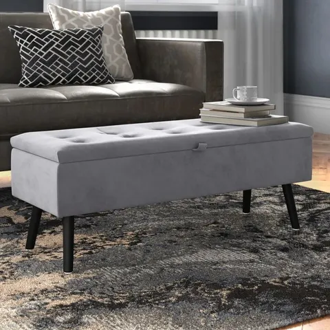 BOXED DANTE 108CM WIDE VELVET RECTANGULAR FOOTSTOOL
