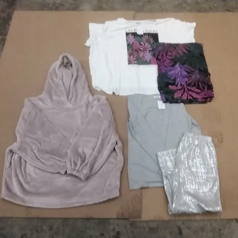 PALLET TO CONTAIN APPROXIMATELY 235 BRAND NEW DESIGNER CLOTHING ITEMS TO INCLUDE; JD WILLIAMS PJ SET FLORAL PRINT, JD WILLIAMS PINK BELL SLEEVE HOODY