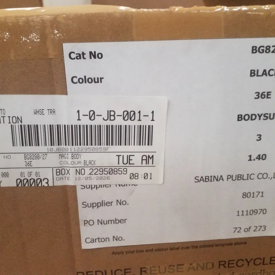 BOX CONTAINING APPROXIMATELY 3 BRAND NEW MAGISCULPT BLACK BODYSUITS - SIZE 36E