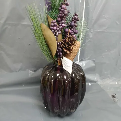 BOXED 18" BERRY THEMED ARRANGEMENT IN GLASS POT