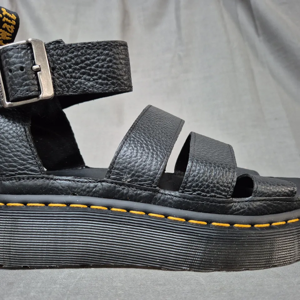 BOXED PAIR OF DR MARTENS OPEN TOE PLATFORM SANDALS IN BLACK UK SIZE 6