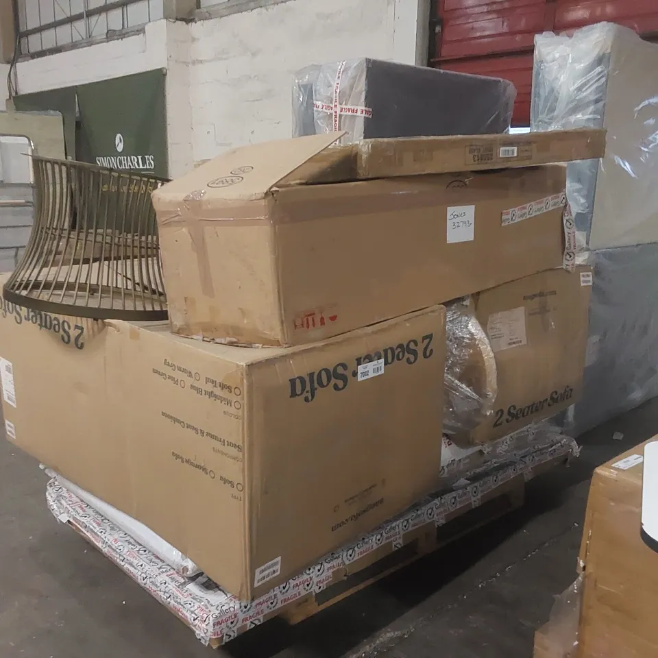PALLET CONTAINING A LARGE QUANTITY OF ASSORTED DESIGNER FURNITURE PARTS 