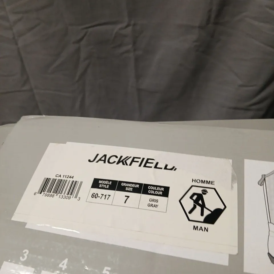 JACK FIELD MEN'S RUBBER WELLINGTON BOOTS – GREY WITH NEON LIME TRIM, UK 7