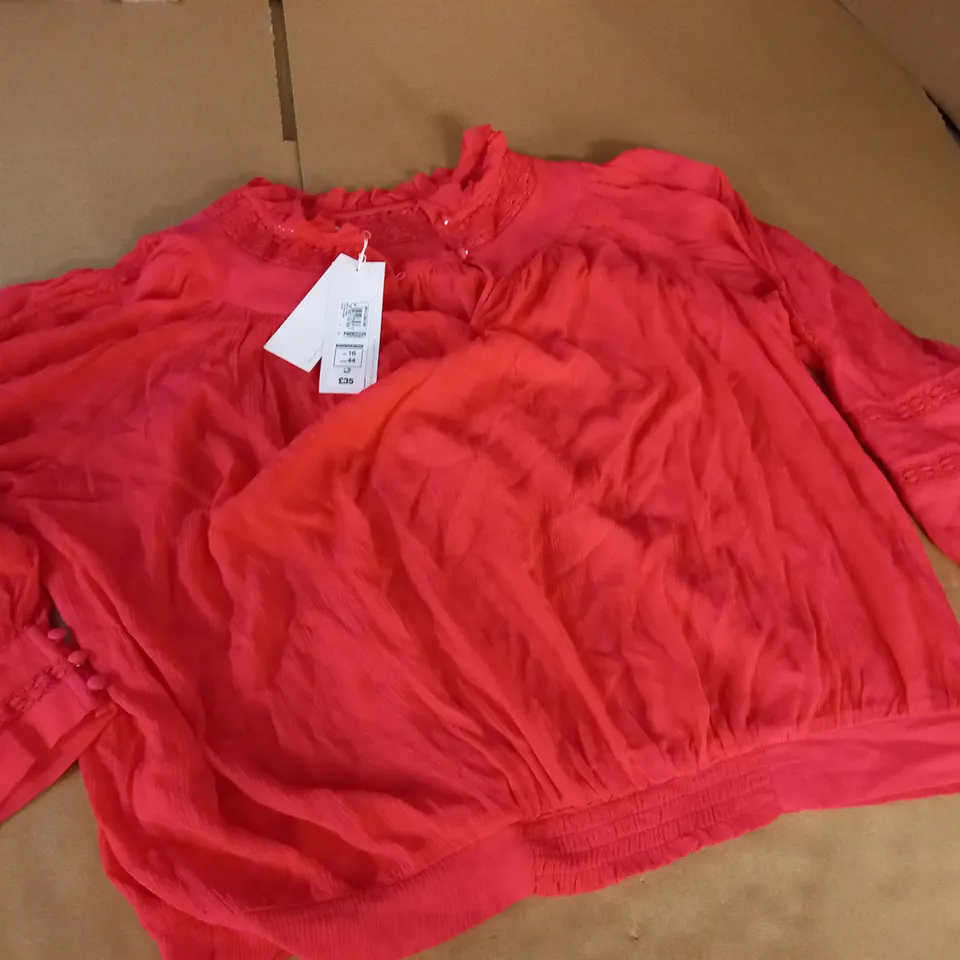 PER UNA VISCOSE BLOUSE IN LIGHT RED - UK 16