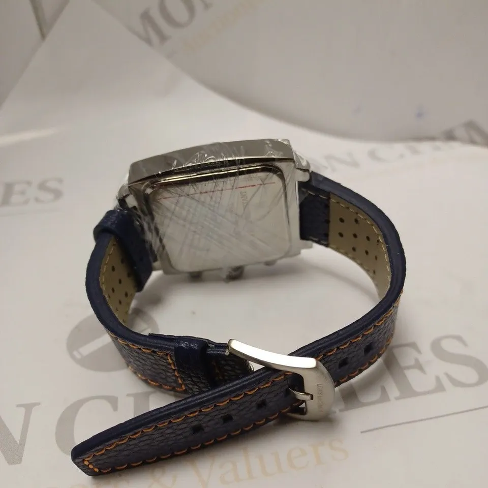 MENS LOUIS LACOMBE WATCH – SQUARE DIAL WITH WHITE SUB DIALS – LEATHER STRAP – 3ATM – HAND ASSEMBLED