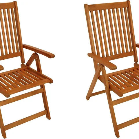 BOXED 2X LAGO FOLDING CHAIRS 8-WAY ADJUSTABLE EUCALYPTUS