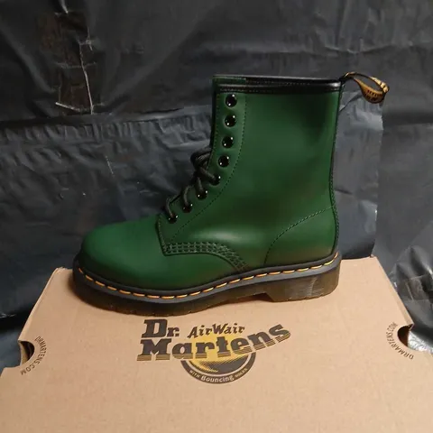 DR. MARTENS 1460 GREEN SMOOTH LEATHER BOOTS, UK4 (EU37)