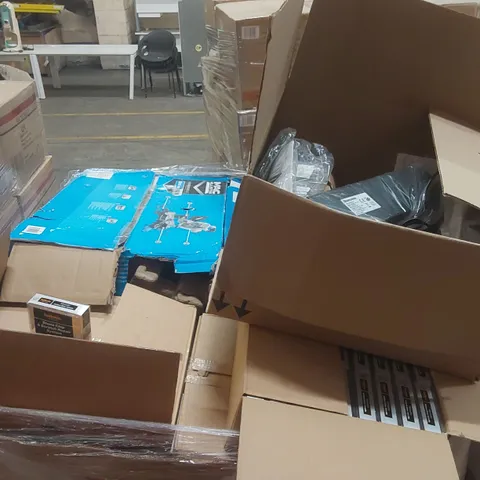 PALLET CONTAINING A VERY LARGE QUANTITY OF ASSORTED ITEMS INCLUDING: HALFORDS SILVER CHIP/SCRATCH REPAIR KITS, MAC ALLISTER MMIS210S-B SLIDING MITRE SAW, SLAOUWO VACUUM SEALERS ECT