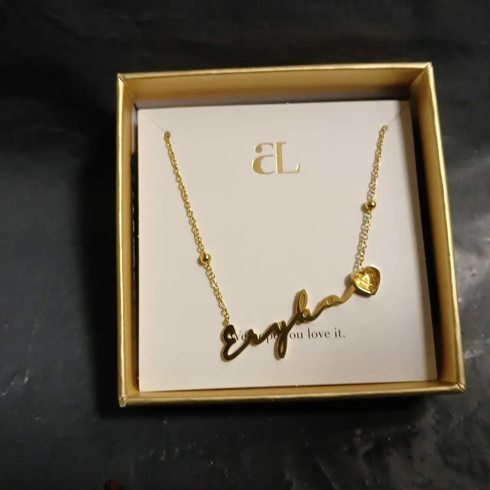 BOXED ABBOTTLYON GOLDEN NECKLACE WITH PERSONALISED NAME - ERYKA 