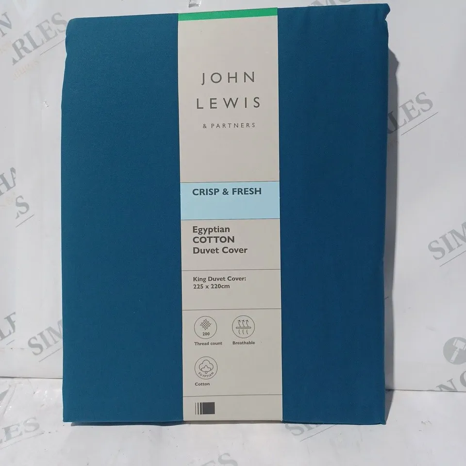 JOHN LEWIS CRISP & FRESH EGYPTIAN COTTON DUVET COVER IN BLUE - KING SIZE