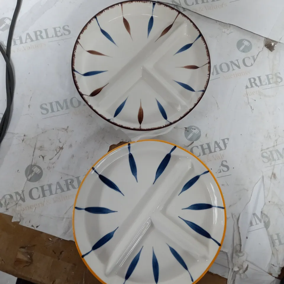 TWO CERAMIC DIVIDED PLATES