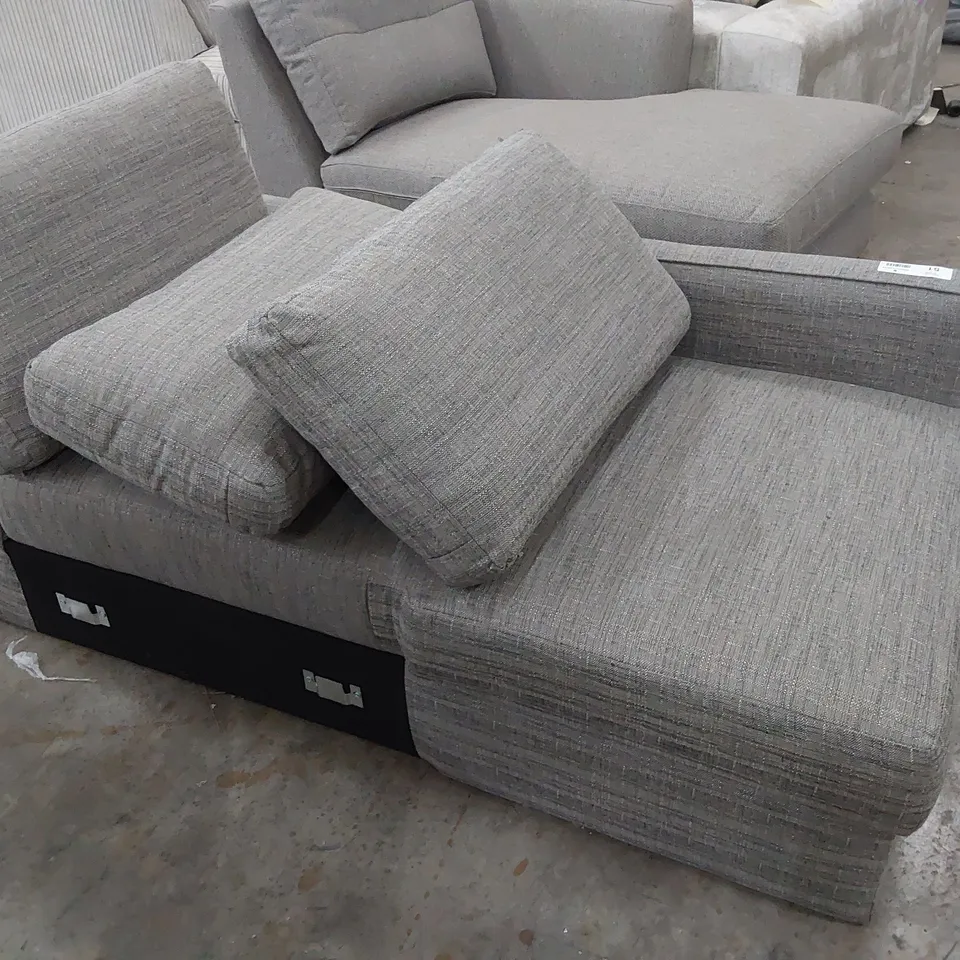 DESIGNER CHAISE OTTOMAN STORAGE SECTION GREY FABRIC