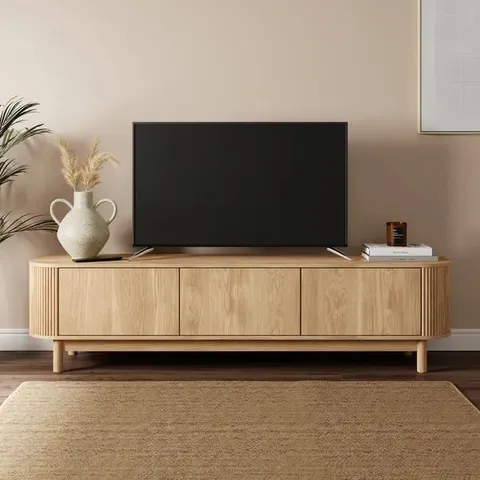 BOXED DUNELM MATEO EXTRA WIDE TV UNIT - OAK (1 BOX)