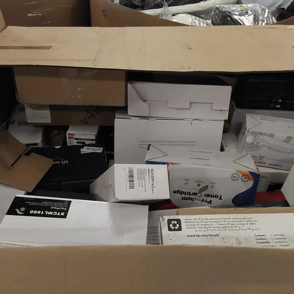 PALLET OF ASSORTED ITEMS INCLUDING: PRINTER INK AND TONER CARTRIDGES 