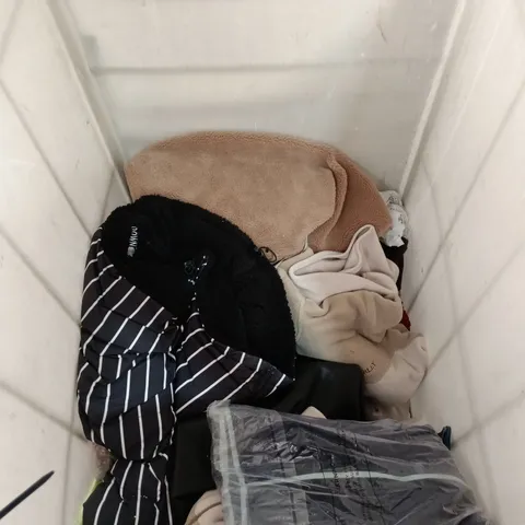 CAGE OF ASSORTED CLOTHING ITEMS.