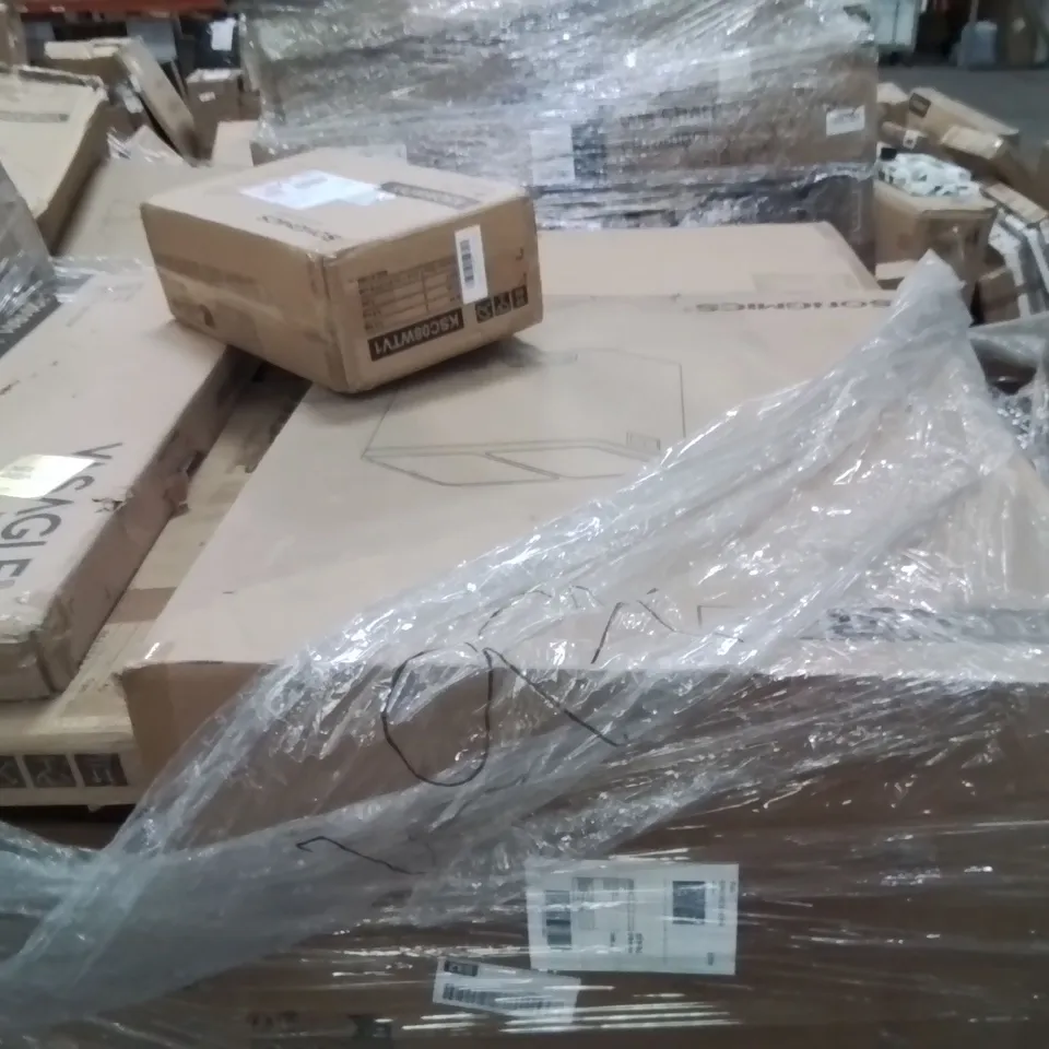 PALLET CONTAINING VARIOUS ASSORTED BOXED ITEMS TO INCLUDE: PEDAL BINS, STORAGE CART, COAT RACK ECT. 