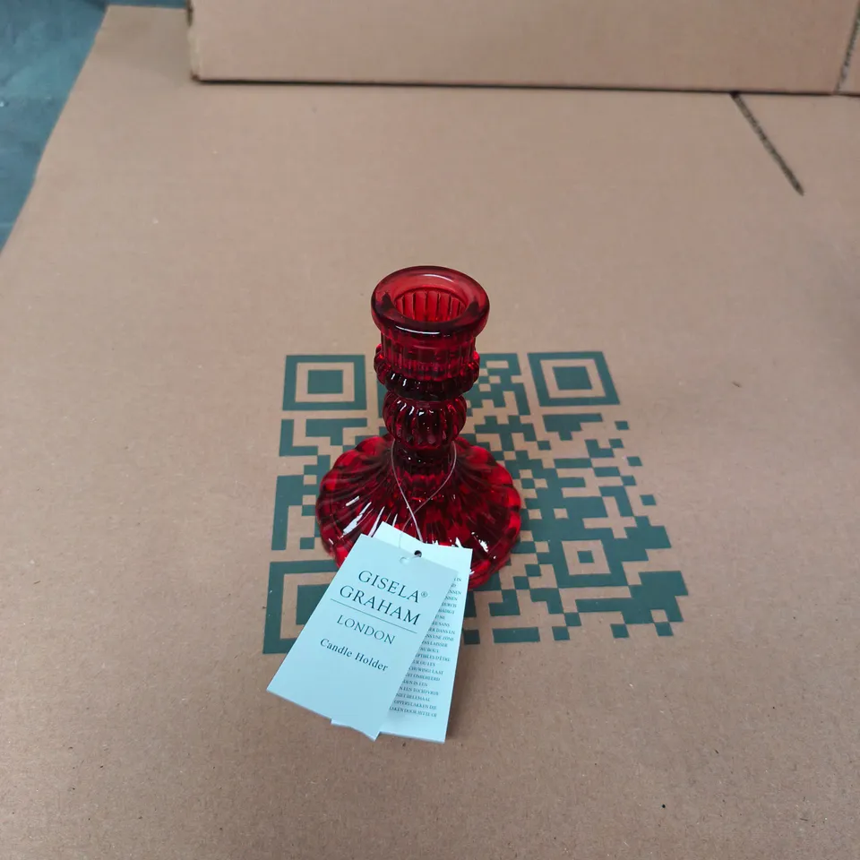 GISELA GRAHAM LONDON CANDLE HOLDER – RED GLASS - BOX OF 24