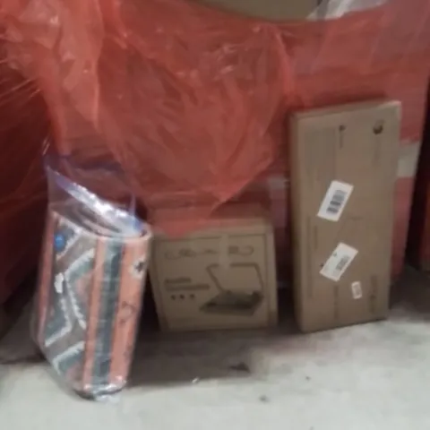 PALLET OF ASSORTED HOUSEHOLD GOODS AND PRODUCTS TO INCLUDE;RUG,AUDIO TURNTABLE,DESK 