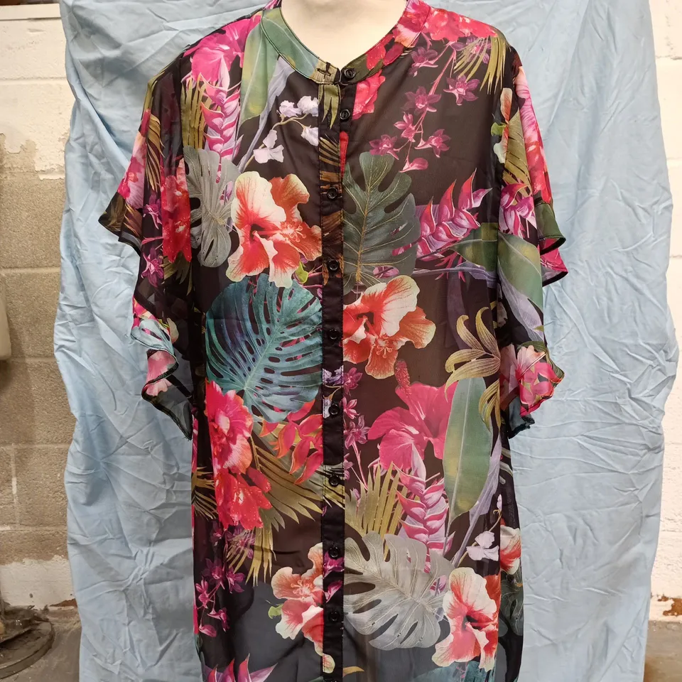 UK 18 EVANS FLORAL PRINT SHEER KIMONO TOP – WOMEN’S